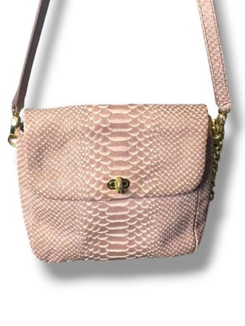 Henri Bendel - LIGHT Pink Leather Snake Convertible Shoulder Bag WITH CHARM